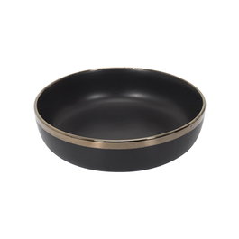 Home Deco Factory Plato Hondo Moscou Negro con Ribete Dorado Diámetro 18 cm