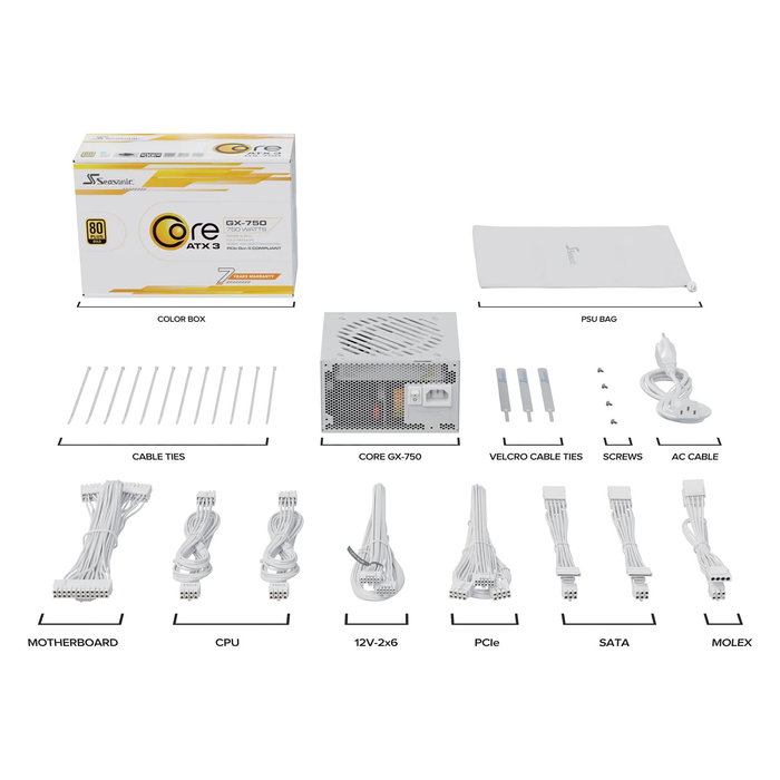 Seasonic GX-750-V2-WHITE Fuente de Alimentación ATX 750W 80 PLUS Gold Modular Blanco