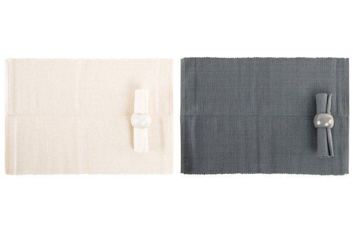DKD Home Decor Set de 12 Salvamanteles de Algodón con 4 Servilletas