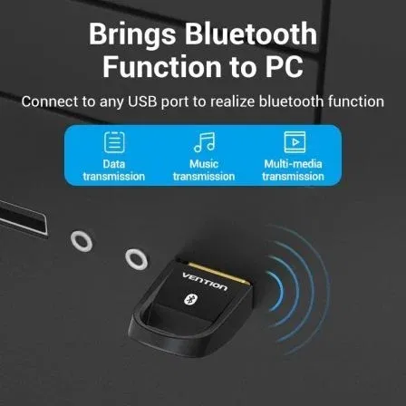 Vention CDSB0 Adaptador USB Bluetooth 5.0 para PC, Transmisión Estable y Conexión de hasta 7 Dispositivos, Negro, 20m