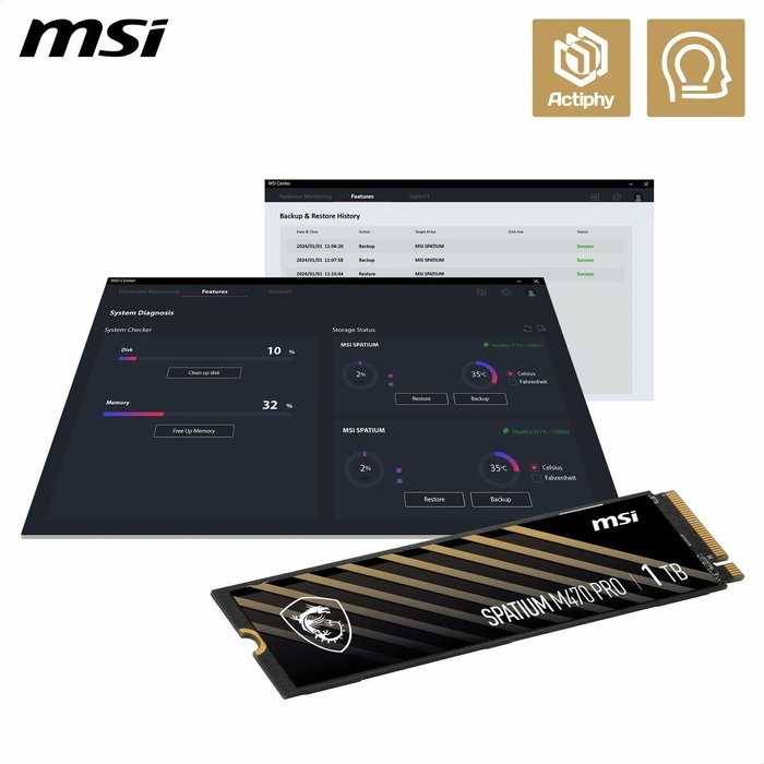 MSI SPATIUM M470 PRO 1TB SSD NVMe PCIe 4.0 M.2 2280 MSI SPATIUM M470 PRO 1TB SSD NVMe PCIe 4.0 M.2 2280