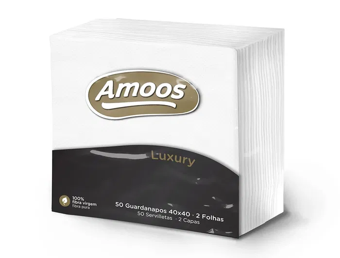 Amoos Servilleta de celulosa Luxury 40x40 cm 2 capas paquete de 50 unidades Amoos Servilleta de celulosa Luxury 40x40 cm 2 capas paquete de 50 unidades