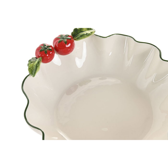 DKD Home Decor Ensaladera de Gres Tomates Blanco, Rojo y Verde
