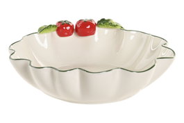 DKD Home Decor Ensaladera Gres Blanco Rojo Verde Tomates 25 x 24 x 7 cm