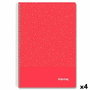 IMPREX Set de 4 Cuadernos de Espiral Imprex Folio Tapa PP Rojo