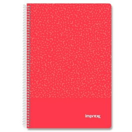 IMPREX Set de 4 Cuadernos de Espiral Imprex Folio Tapa PP Rojo