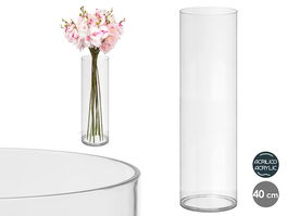 Giftdecor Jarrón Cilíndrico de Acrílico Transparente para Decoración, 12 cm de Diámetro x 40 cm de Alto (Set de 12)