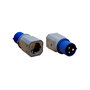F-Line Adaptador Industrial/Doméstico Cetac Macho a Schuko Hembra 2P+T 250V 16A Azul y Gris