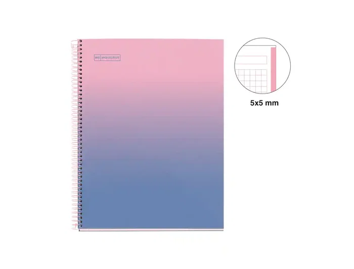 Miquelrius Cuaderno Espiral A4 80 Hojas Cuadro 5 mm 90 gr Gradient Rosa/Azul