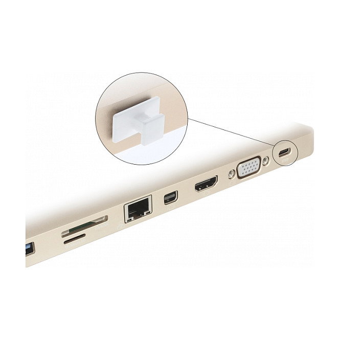 DeLOCK 64097 Cubierta antipolvo para USB Tipo C hembra con agarre grande, 10 unidades, Blanco
