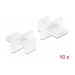 DeLOCK 64097 Cubierta antipolvo para USB Tipo C hembra con agarre grande, 10 unidades, Blanco