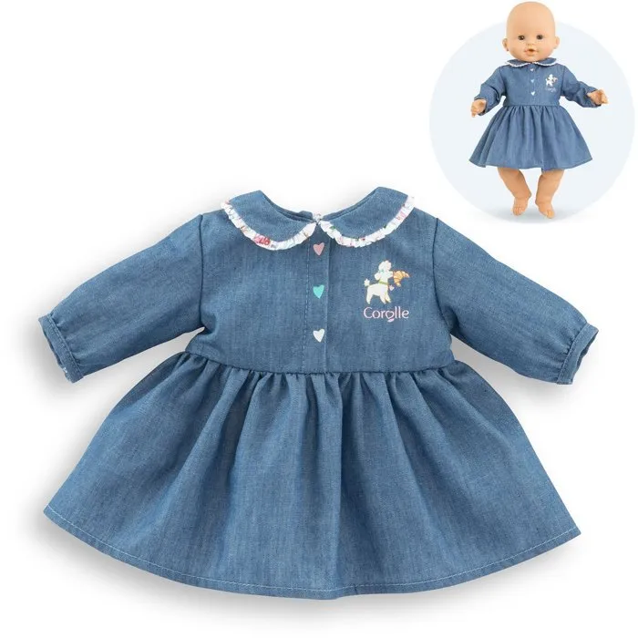 Corolle Vestido Fin de Semana en Paris para Perro Pequeño 36 cm Imitación Denim Cuello Peter Pan COR1740742392669