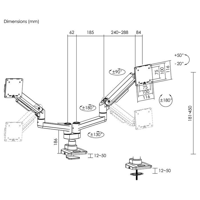 Equip Soporte de Mesa para 2 Monitores 17-35 Pulgadas Negro Equip Soporte de Mesa para 2 Monitores 17-35 Pulgadas Negro