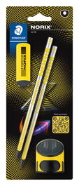 Lapiz De Grafito Staedtler 181 Norix - Hb Blister De 2 + Afila Y Goma Amarillo
