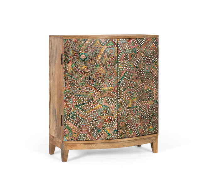 Giner y Colomer Mueble Auxiliar de Madera Maciza de Mango con 2 Puertas y Mosaico Decorativo