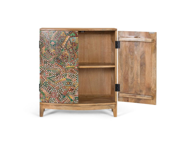 Giner y Colomer Mueble Auxiliar de Madera Maciza de Mango con 2 Puertas y Mosaico Decorativo