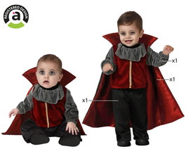 Disfraz Vampiro Bebé Niño Rojo - Camisa, Chaleco y Capa - Talla 6-12 Meses