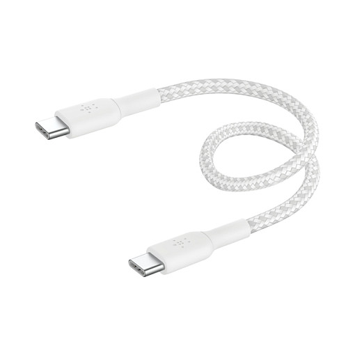 Belkin BoostCharge Cable USB-C a USB-C Trenzado 0,15 m Blanco