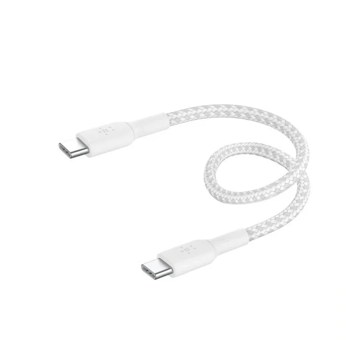 Belkin BoostCharge Cable USB-C a USB-C Trenzado 0,15 m Blanco
