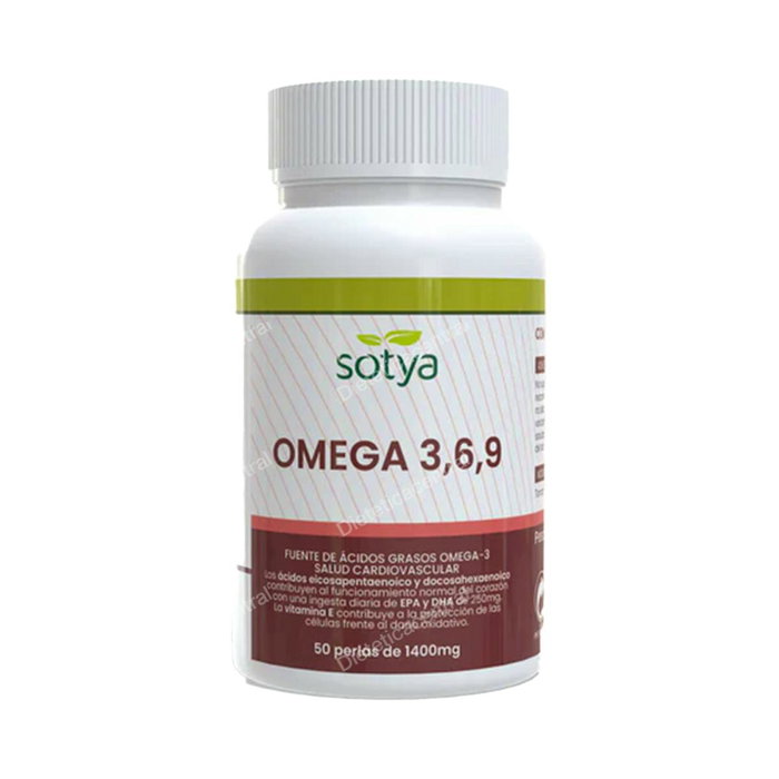 SOTYA Omega 3-6-9 Complejo de Ácidos Grasos - Suplemento Alimenticio en Perlas - 50 Perlas SOTYA Omega 3-6-9 Complejo de Ácidos Grasos - Suplemento Alimenticio en Perlas - 50 Perlas