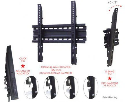 ITB AMOM06145 Soporte TV Mural Fijo hasta 50" (127 cm), 50 kg, Negro, Acero, inclinación 0-12°