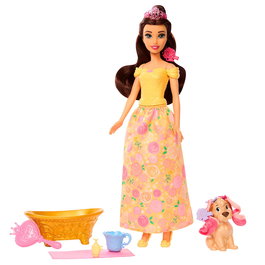 Mattel Princesa Bella Y Baño Mascota JFC42 Disney Princess Muñeca y Perrito con Accesorios