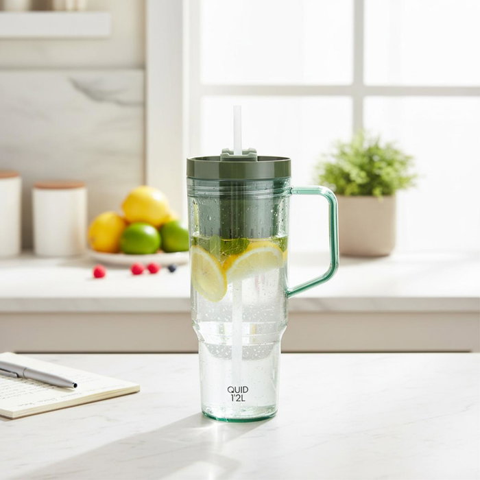 Quid Vaso de Transporte Quidate de 1200ml con Pajita Azul