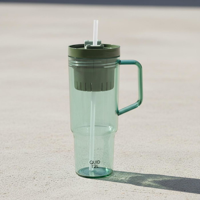 Quid Vaso de Transporte Quidate de 1200ml con Pajita Azul