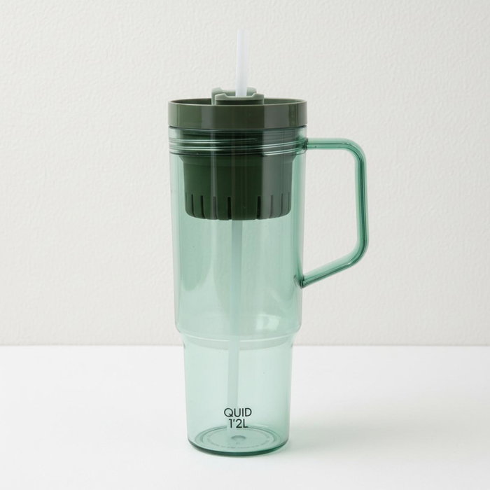 Quid Vaso de Transporte Quidate de 1200ml con Pajita Azul