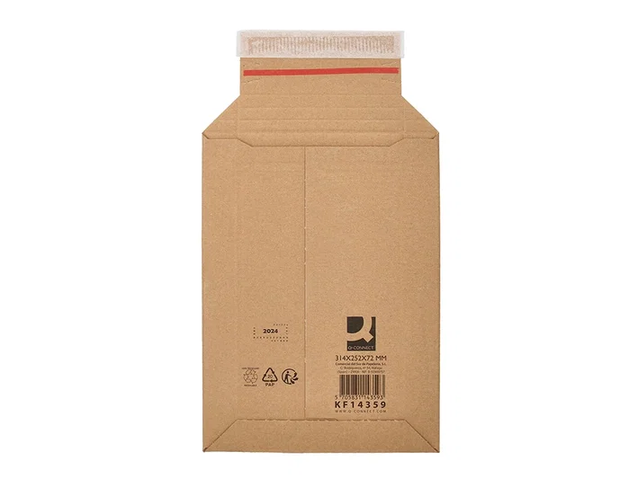 Q-connect Sobre de cartón reciclado 100% Kraft autoadhesivo 314x252x72 mm para envíos