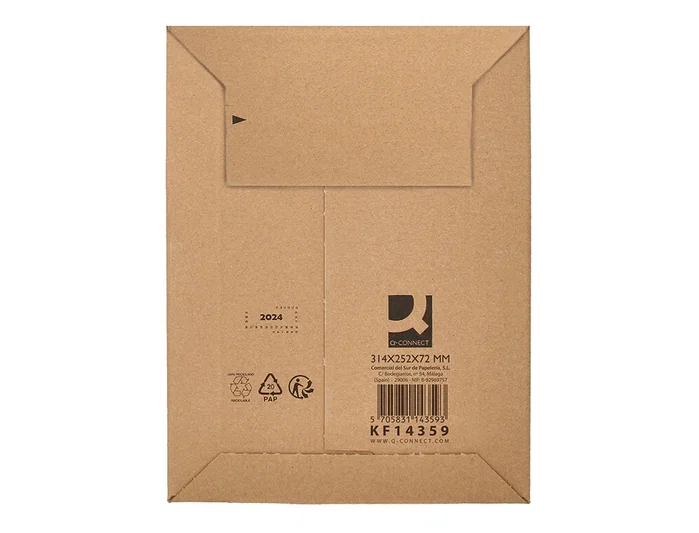 Q-connect Sobre de cartón reciclado 100% Kraft autoadhesivo 314x252x72 mm para envíos