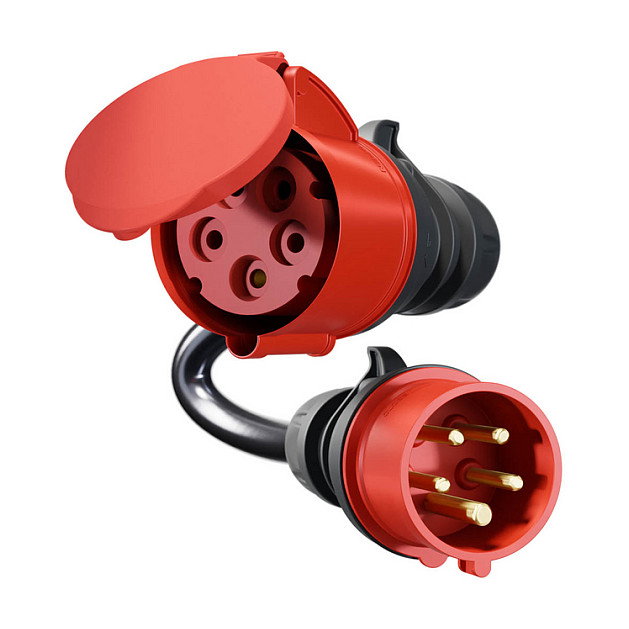 go-e Charger go-e Gemini flex 22 kW Adapter CEE rot Drehstrom 32A a CEE rot 16A, Negro, 30cm Cable, IP55