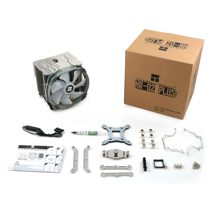 Thermalright HR-02 Plus Disipador Térmico CPU con Ventilador 14 cm, 1500 RPM, 6 Tubos de Calor, Compatible LGA 1150/1151/1155/1156/1200/2011/2066/AM4/AM5, Color Plata y Blanco