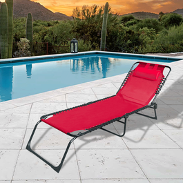 Marbueno Pack de 2 Tumbona Plegable Acero Con Cojin Jardin y Piscina 190X58X27 Roja MARBUENO SUMMER 10000X2