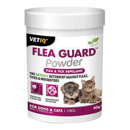 Vetiq Flea Guard Powder Polvo Repelente de Pulgas y Garrapatas para Perros y Gatos 60 gr