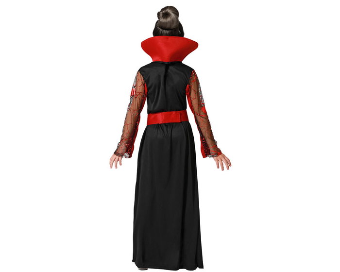 Vampiresa Disfraz de Halloween Niña Infantil Talla 3-4 Años - Vestido y Cinturón Negro con Mangas Transparentes