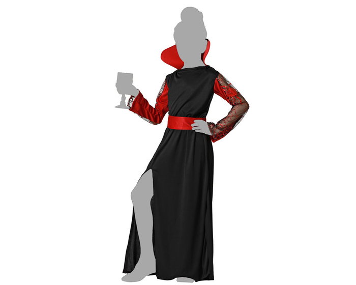 Vampiresa Disfraz de Halloween Niña Infantil Talla 3-4 Años - Vestido y Cinturón Negro con Mangas Transparentes