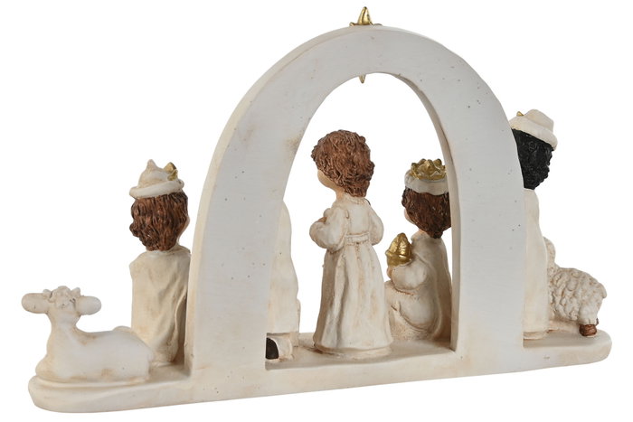 DKD Home Decor Nacimiento de Resina Blanco y Dorado