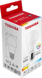 TOSHIBA A60 Bombilla LED 8.5W 3000K Cálida E27, BOMBILLA LED TOSHIBA A60 E27 8.5W 3000K