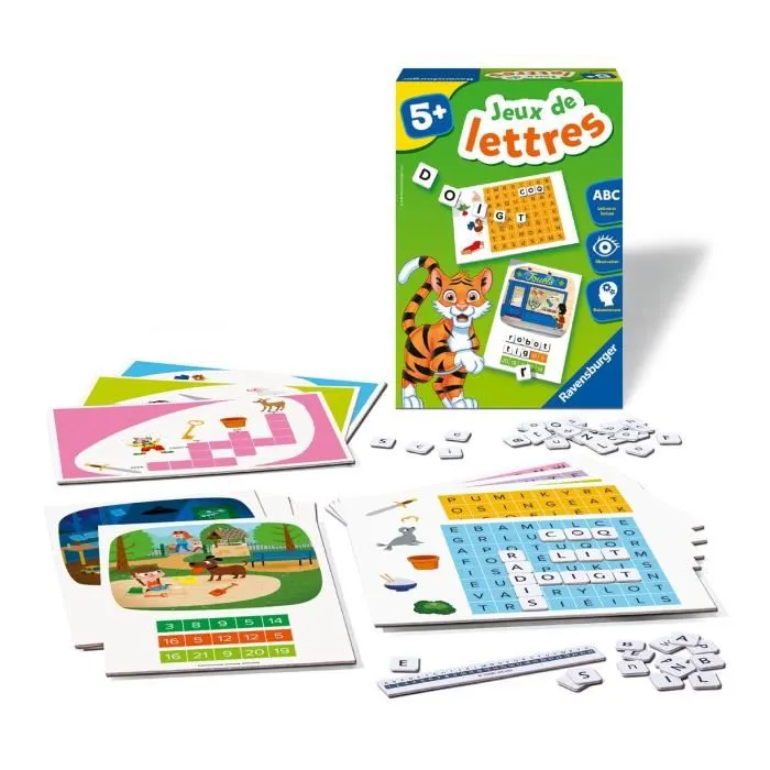 Ravensburger Juego de Palabras 4005556240609 para Niños, Primeros Juegos de Palabras Ilustrados, Crucigramas, Ortografía