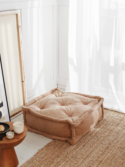 Atelier Del Sofa Cojín de Terciopelo Camel - Lujoso Cojín Decorativo para Hogar, 55x16x55 cm