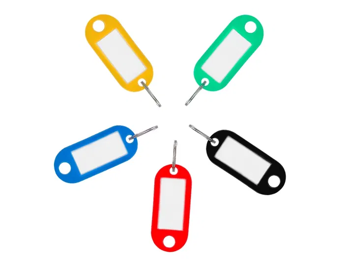 Liderpapel Llavero Portaetiquetas Plástico Reciclado Ecológico Caja 100 Unidades Colores Surtidos