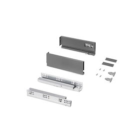 Emuca Cajón exterior Protone 30kg con guías de extracción total y cierre suave, Altura 93mm, profundidad 270mm, Acero, Gris antracita