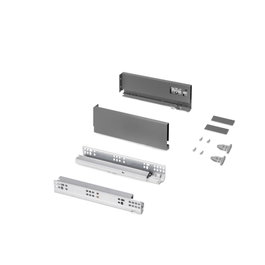 Emuca Cajón exterior Protone 30kg con guías de extracción total y cierre suave, Altura 93mm, profundidad 270mm, Acero, Gris antracita