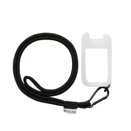 Haan Hand Sanitizer con cordón para el cuello y funda protectora, Negro