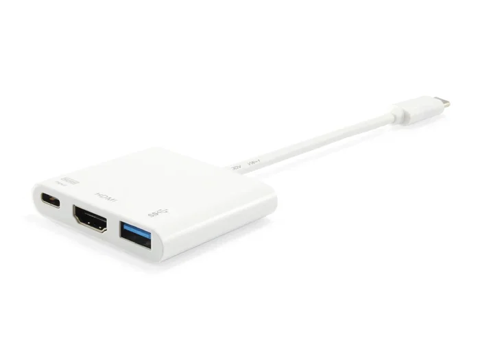 Equip Adaptador USB-C Docking Station 3 en 1, Puerto HDMI 4K/30Hz, USB 3.0, USB-C PD 60W, para MacBook/Chromebook/Portátiles, Referencia 133461 - Blanco