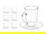 Vivalto Taza de Vidrio para Café con Leche 200 ml con Plato, Transparente - Taza: 10 x 7 x 10 cm + Plato: 12 x 1 cm (Set de 24)