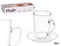 Vivalto Taza de Vidrio para Café con Leche 200 ml con Plato, Transparente - Taza: 10 x 7 x 10 cm + Plato: 12 x 1 cm (Set de 24)