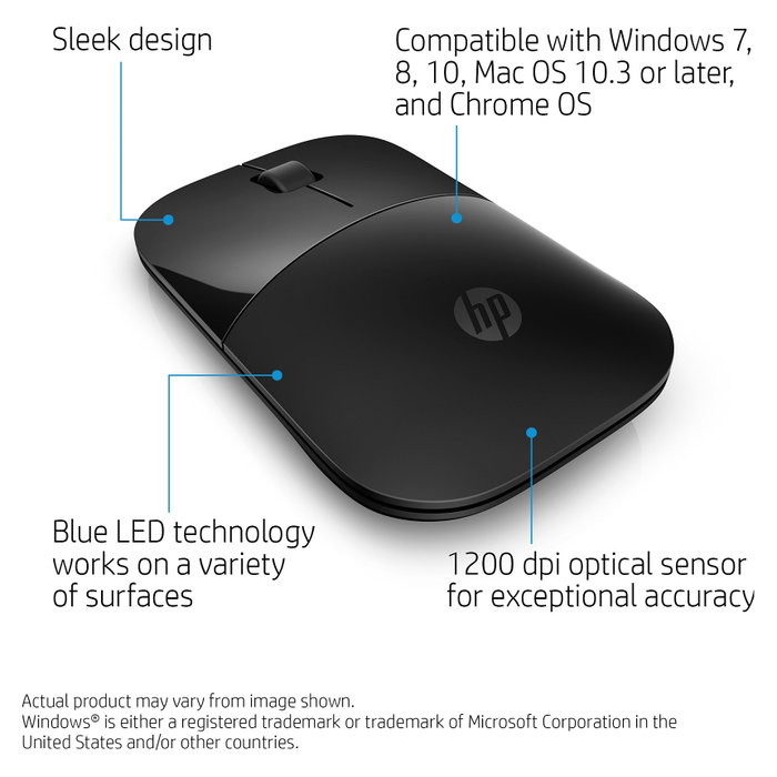 HP Z3700 Ratón Inalámbrico Negro