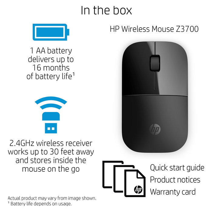 HP Z3700 Ratón Inalámbrico Negro